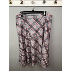 Biltmore Midi Skirt Womens 14 Plaid Wool Blend Lined Blue Pink‎ Yellow Preppy